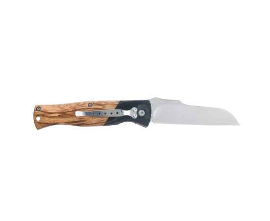 Нож складной Stinger, 105 мм (серебристый), материал рукояти: стеклопластик G10, древесина зебрано, изображение 3