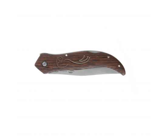 Нож складной Stinger, 105 мм (серебристый), материал рукояти: древесина венге (коричневый), изображение 2