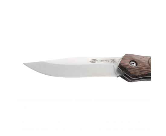 Нож складной Stinger, 105 мм (серебристый), материал рукояти: древесина венге (коричневый), изображение 4