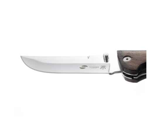 Нож складной Stinger, 112 мм (серебристый), материал рукояти: древесина венге (коричневый), изображение 4