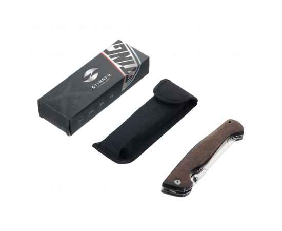 Нож складной Stinger, 112 мм (серебристый), материал рукояти: древесина венге (коричневый), изображение 5