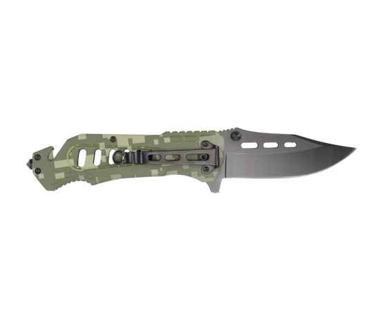 Нож складной Stinger, 88 мм (серебристый), материал рукояти: алюминий (зелёный камуфляж), изображение 3