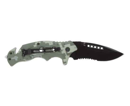 Нож складной Stinger, 95 мм, (чёрный), материал рукояти: алюминий (зелёный камуфляж), изображение 2