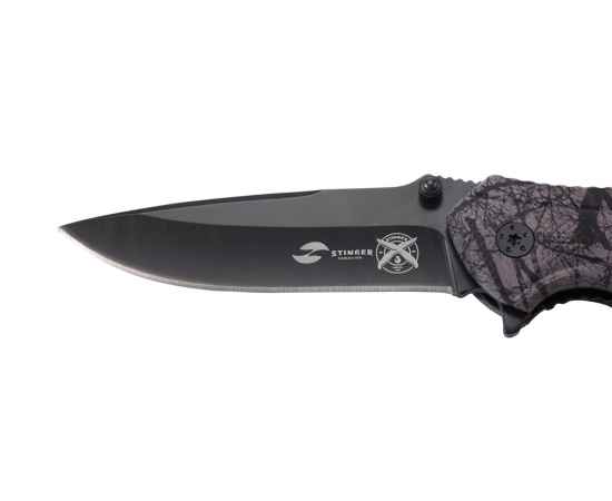 Нож складной Stinger, 84 мм, (чёрный), материал рукояти: алюминий (черный камуфляж), изображение 4