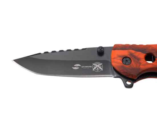 Нож складной Stinger, 86 мм, (чёрный), материал рукояти: алюминий (оранжевый камуфляж), изображение 4