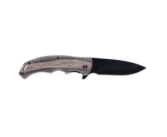 Нож складной Stinger, 120 мм, (чёрный), материал рукояти: дерево/сталь (серый), в картонной коробке, изображение 3