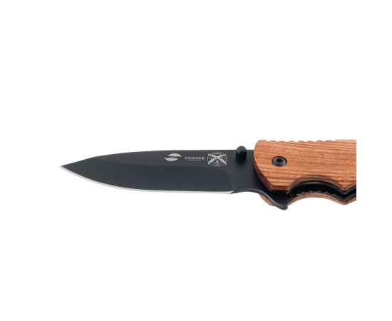 Нож складной Stinger, 120 мм, (чёрный), материал рукояти: дерево/сталь (коричневый), изображение 4