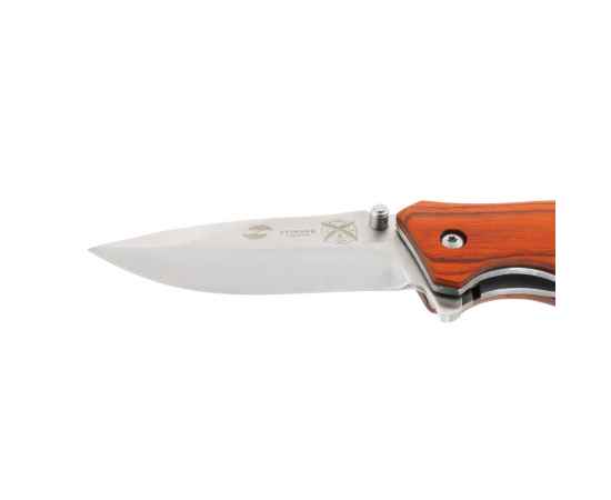 Нож складной Stinger, 110 мм, (серебристый), материал рукояти: дерево/сталь (коричневый), изображение 4