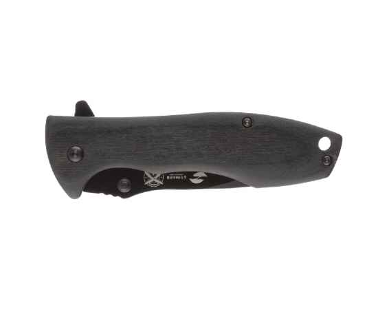 Нож складной Stinger, 80 мм, (чёрный), материал рукояти: сталь/дерево пакка (чёрный), изображение 2