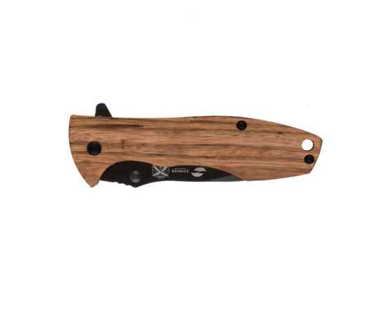 Нож складной Stinger, 80 мм, (чёрный), материал рукояти: сталь/эбеновое дерево (коричневый), изображение 2