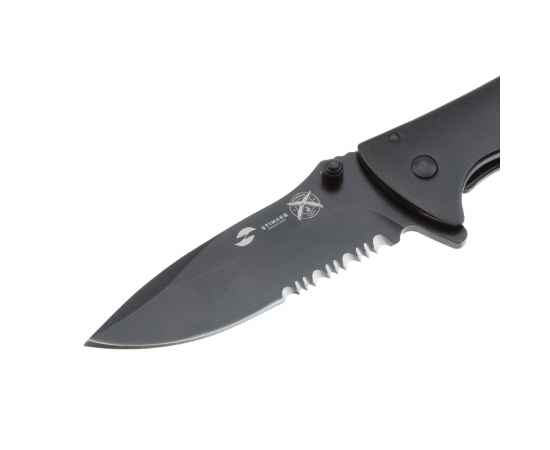 Нож складной Stinger, 80 мм, (чёрный), материал рукояти: сталь/алюминий (чёрный), изображение 4