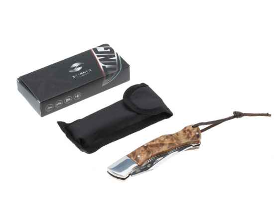 Нож складной Stinger, 92 мм, (серебристый), материал рукояти: сталь/дерево (серебристо-коричневый), изображение 5