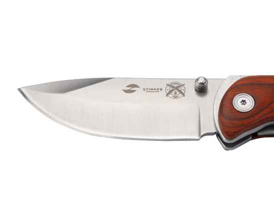 Нож складной Stinger, 91 мм, (серебристый), материал рукояти: сталь/дерево (серебристо-коричневый), изображение 4