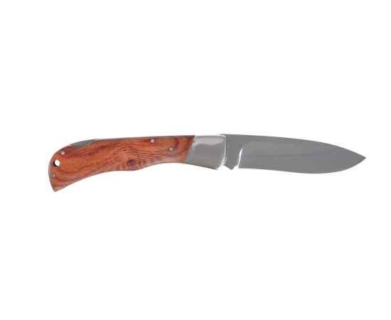 Нож складной Stinger, 104 мм, (серебристый), материал рукояти: сталь/дерево (серебристо-коричневый), изображение 3