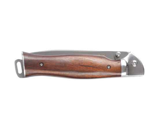 Нож складной Stinger, 106 мм, (серебристый), материал рукояти: сталь/дерево (серебристо-коричневый), изображение 2