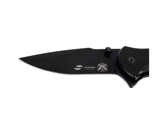 Нож складной Stinger, 120 мм, (черный), материал рукояти: нержавеющая сталь (серебристый/черный), изображение 4