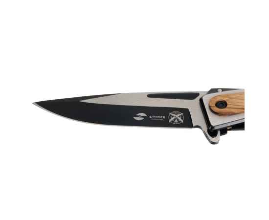Нож складной Stinger, 120 мм, (черный/серебристый), материал рукояти: нержавеющая сталь/дерево, изображение 4