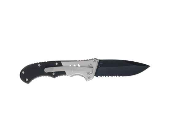 Нож складной Stinger, 80 мм, (чёрный), материал рукояти: сталь/пластик (серебристо-чёрный), изображение 3