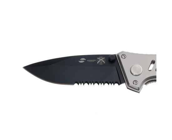 Нож складной Stinger, 80 мм, (чёрный), материал рукояти: сталь/пластик (серебристо-чёрный), изображение 4