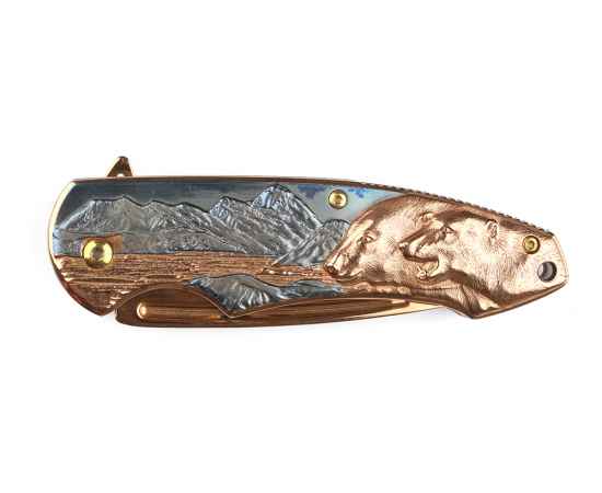Нож складной Stinger, 84 мм, (бронзовый), материал рукояти: сталь (серо-бронзовый), изображение 2