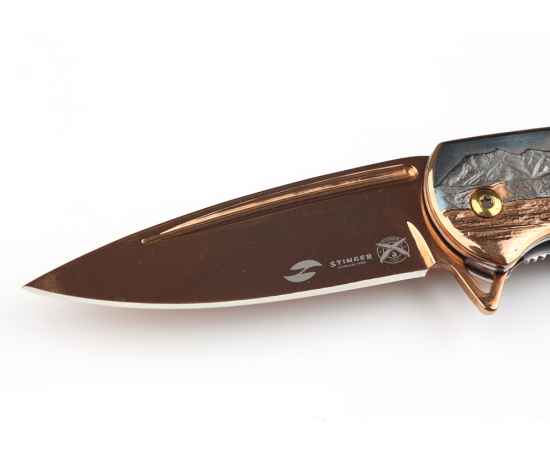 Нож складной Stinger, 84 мм, (бронзовый), материал рукояти: сталь (серо-бронзовый), изображение 4