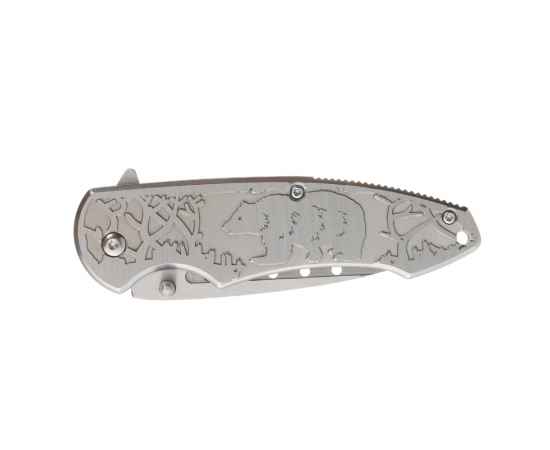 Нож складной Stinger, 85 мм, (серый), материал рукояти: сталь/алюминий (серый), в картонной коробке, изображение 2
