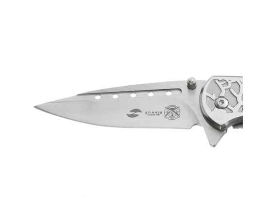 Нож складной Stinger, 85 мм, (серый), материал рукояти: сталь/алюминий (серый), в картонной коробке, изображение 4