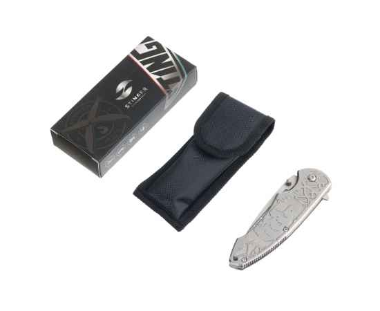 Нож складной Stinger, 85 мм, (серый), материал рукояти: сталь/алюминий (серый), в картонной коробке, изображение 5