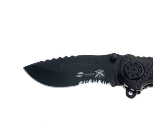 Нож складной Stinger, 85 мм, (чёрный), материал рукояти: сталь (чёрный), в картонной коробке, изображение 4