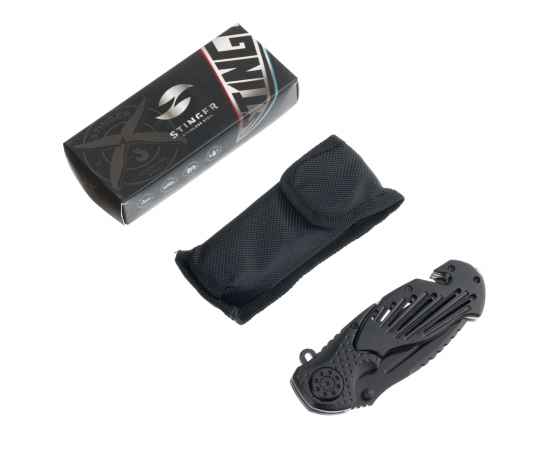 Нож складной Stinger, 85 мм, (чёрный), материал рукояти: сталь (чёрный), в картонной коробке, изображение 5