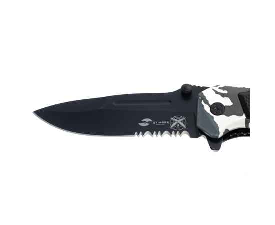 Нож складной Stinger, 90 мм, (чёрный), материал рукояти:сталь/алюминий (серый камуфляж/чёрный), изображение 4