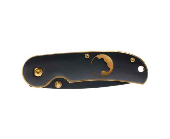 Нож складной Stinger, 70 мм, (чёрный), материал рукояти: сталь/дерево (чёрно-золотистый), изображение 2