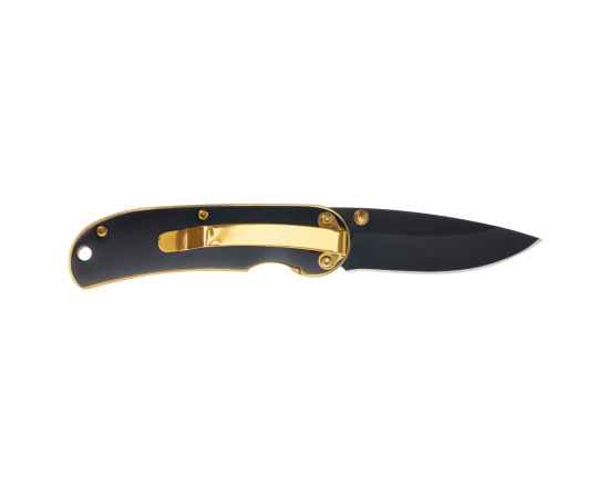 Нож складной Stinger, 70 мм, (чёрный), материал рукояти: сталь/дерево (чёрно-золотистый), изображение 3