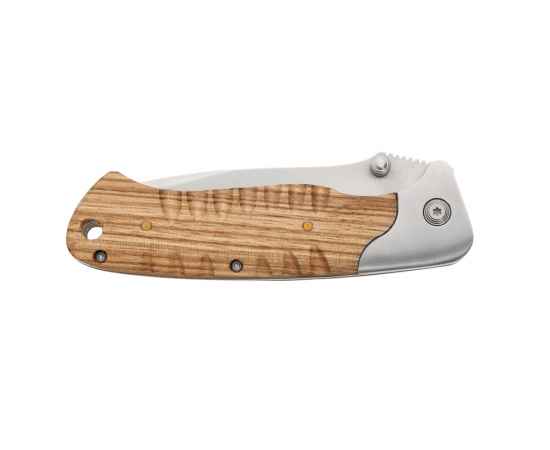 Нож складной Stinger, 90 мм (серебристый), материал рукояти: сталь/дерево (серебристо-коричневый), изображение 2