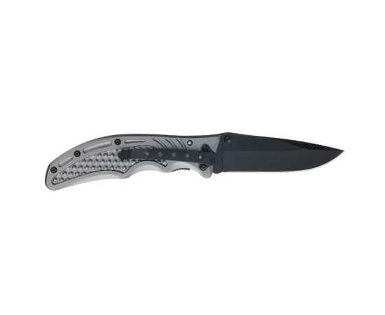 Нож складной Stinger, 90 мм, (чёрный), материал рукояти: сталь/алюминий (серо-синий), изображение 3