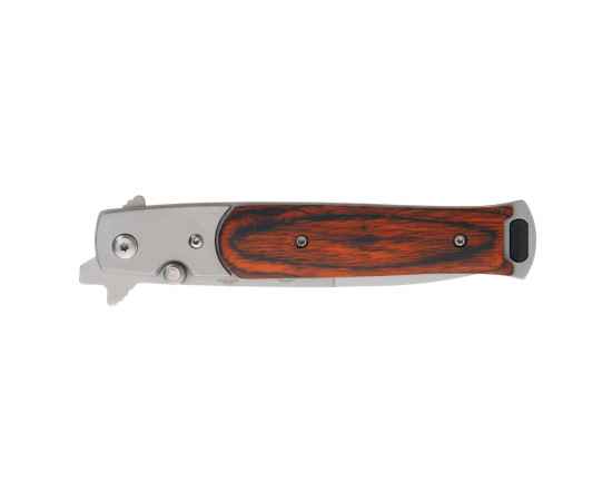 Нож складной Stinger, 100 мм, (серебристый), материал рукояти: сталь/дерево (серебристо-коричневый), изображение 2