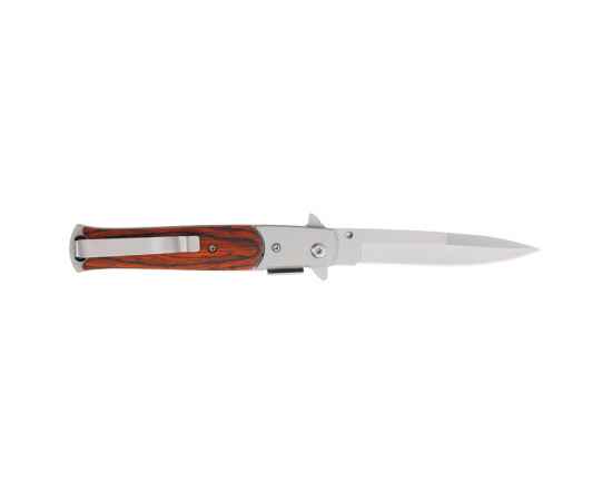 Нож складной Stinger, 100 мм, (серебристый), материал рукояти: сталь/дерево (серебристо-коричневый), изображение 3