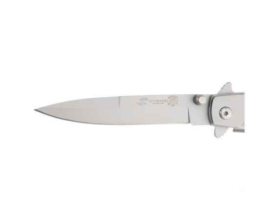 Нож складной Stinger, 100 мм, (серебристый), материал рукояти: сталь/дерево (серебристо-коричневый), изображение 4