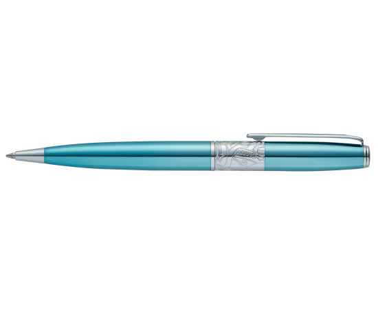 Ручка шариковая Pierre Cardin BARON. Цвет - бирюзовый металлик. Упаковка В., изображение 3