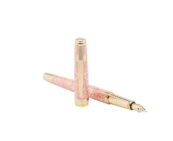 Ручка перьевая Pierre Cardin RENAISSANCE. Цвет - розовый и золотистый. Упаковка В-2., изображение 7