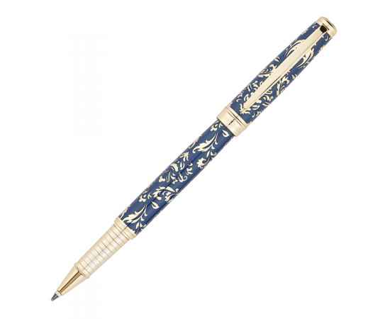 Ручка - роллер Pierre Cardin RENAISSANCE. Цвет - синий и золотистый. Упаковка В-2., изображение 2