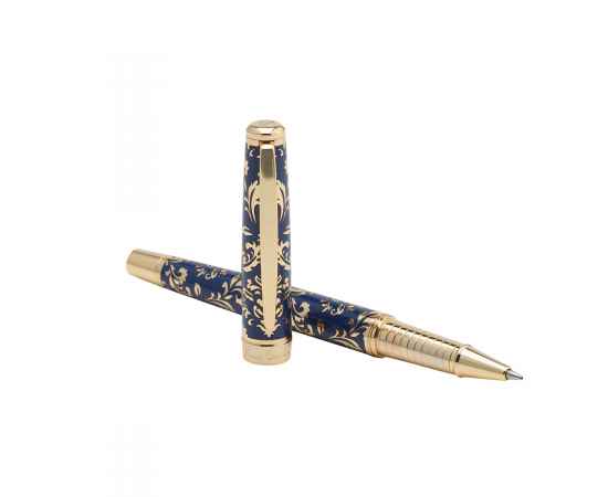 Ручка - роллер Pierre Cardin RENAISSANCE. Цвет - синий и золотистый. Упаковка В-2., изображение 7
