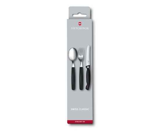 Набор из 3 столовых приборов VICTORINOX Swiss Classic: складной нож для овощей, вилка, ложка, чёрный, изображение 4