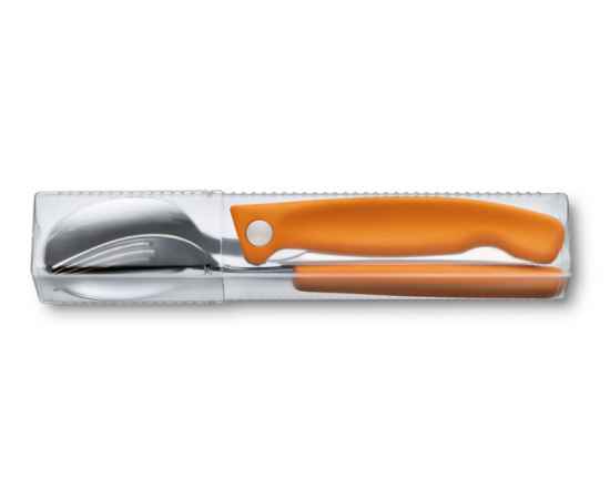 Набор из 3 столовых приборов VICTORINOX Swiss Classic: нож для овощей, вилка, ложка, оранжевый цвет, изображение 3