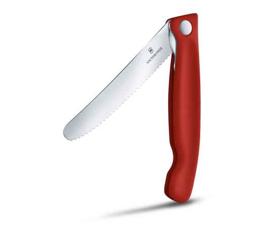 Нож для овощей VICTORINOX SwissClassic, складной, лезвие 11 см с волнистой кромкой, красный, изображение 3