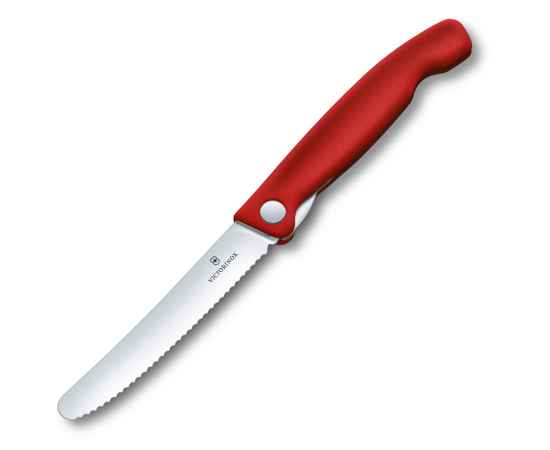 Нож для овощей VICTORINOX SwissClassic, складной, лезвие 11 см с волнистой кромкой, красный, изображение 4