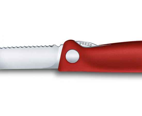 Нож для овощей VICTORINOX SwissClassic, складной, лезвие 11 см с волнистой кромкой, красный, изображение 6