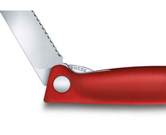 Нож для овощей VICTORINOX SwissClassic, складной, лезвие 11 см с волнистой кромкой, красный, изображение 7
