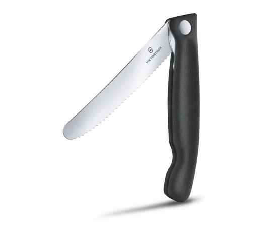 Нож для овощей VICTORINOX SwissClassic, складной, лезвие 11 см с волнистой кромкой, чёрный, изображение 3