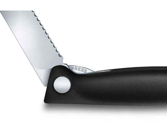 Нож для овощей VICTORINOX SwissClassic, складной, лезвие 11 см с волнистой кромкой, чёрный, изображение 7